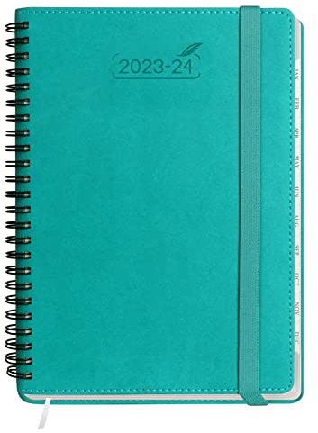 BEZEND Kalender 2024 Buchkalender A5 Ringbuch Softcover [Türkisgrün] Terminplaner 2024 Wochenkalender 1 Woche 2 Seiten | 17-Monate Planer & Terminkalender ab Sofort Nutzbar Bis Dez’24