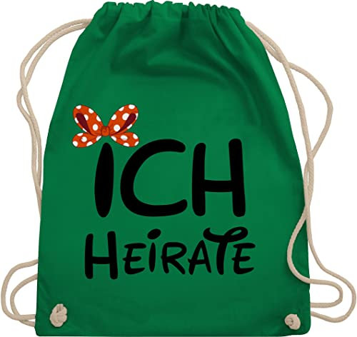 Shirtracer Turnbeutel Rucksack - JGA Junggesellenabschied Frauen - Ich heirate Schleife schwarz - Unisize - Grün - brauttaschen bachelorette party juterucksack junggesellinnenabschied outfit
