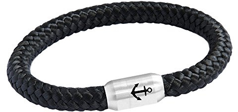 Paris Montana Das Original Anker Gravur Unisex Segeltau Armband Paracord Geflochten Handmade Hochwertiger Magnetverschluss 8 mm Durchmesser