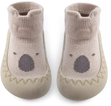 Exemaba Baby Sockenschuhe Rutschfeste Niedlicher Cartoon Weicher Stricken Babybodenschuhe Kleinkind Schuhe 1-Paar