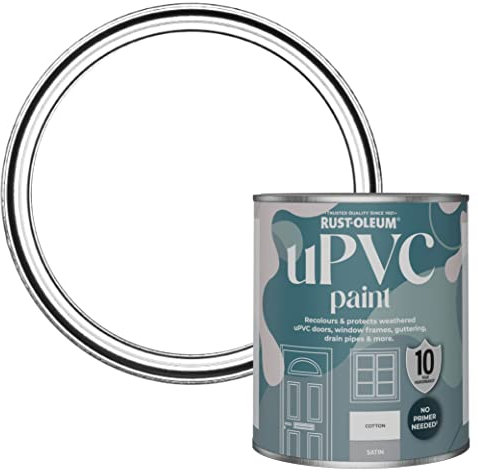 Rust-Oleum White uPVC Door and Window Paint In Satin Finish - Cotton (WHITE) 750ml