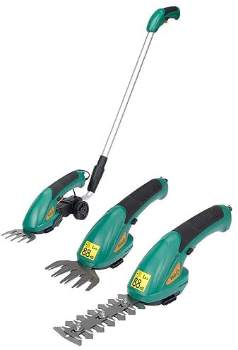 2in1 Akku Rasenschere und Heckenschere mit Teleskoparm Akku 3,6V Li-Ion Strauchschere Grasschere Gartenschere