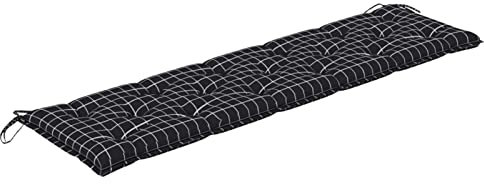 Tidyard Bankauflage Sitzbank-Kissen Sitzkissen Gartenstuhlauflagen Gartenauflagen Stuhlkissen Stuhlauflage Sitzauflagen Sitzpolster 180 x 50 x 7 cm (L x B x T) Mit schwarzem Karomuster Stoff