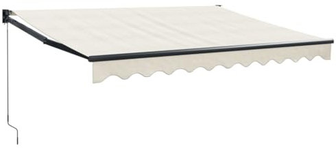 vidaXL Markise, Sonnenmarkise Einziehbar, Gelenkarmmarkise mit Kurbel, Terrassenmarkise Balkonmarkise Sonnenschutz, Creme 3x2,5m Stoff Aluminium