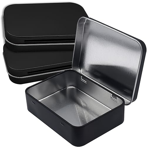 CENCERY 3 Stück Schwarze Metalldosen Kleine Metallbox Dosen mit Deckel Rechteckige leere Dosen Mini Metallbox Kleine Aufbewahrungsbox für DIY Home Storage, 95 * 60 * 20mm