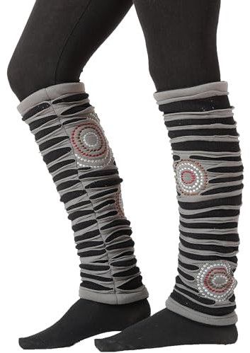PUREWONDER Damen Stulpen Beinstulpen Patchwork Beinwärmer Nr. 59 Grau