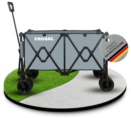 FROSAL Faltbarer Bollerwagen Anton grau Platzwunder Strandwagen Kinder Transportwagen Handwagen groß XXL