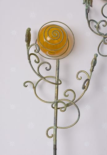 Rosenstab Glaskugel Gartenstecker Rankhilfe Shabby Pflanzenstab Landhaus Gelb roc018 Palazzo Exklusiv