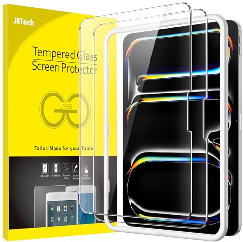 JETech Schutzfolie für iPad Pro 11 Zoll M5/M4 (2025/2024) mit Einfachem Installationsrahmen, Gehärtete Glas Displayschutz, HD Klar, 2 Stück