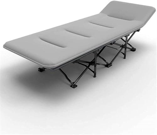 Metall-Sonnenliege, zusammenklappbar, für Strand, Pool, Outdoor, Terrasse, Garten, Camping, Büro, Mittagspause mit atmungsaktivem Kunststoff (mit Kissen)