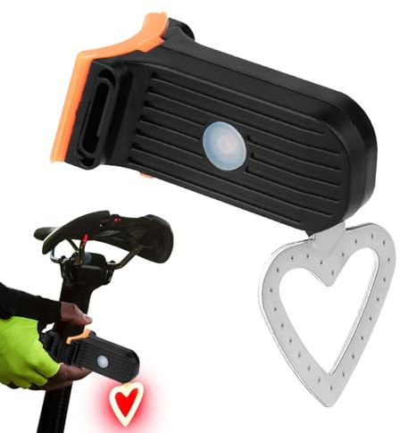 Fanale Posteriore a Led a Forma di Cuore Con 3 Modalità di Luce per Bici - Luce Freno e Sicurezza Facile da Installare