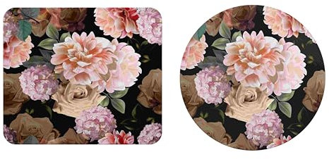 EHOMERY Mauspad Valorant Mousepad Japan Style Blume Retro Mauspad XXL Anime Desk Mat Mouse Pad Für Die Schreibtischdekoration - 2 Pack [20x24 cm and Dia 20 cm]