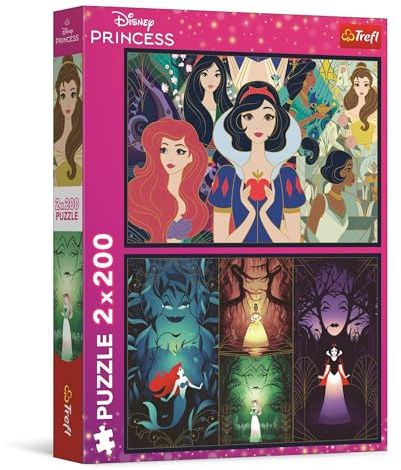 Trefl - Puzzle 2x200 Teile, Bezaubernde Prinzessinnen, Disney Princess | Für Kinder und Erwachsene ab 10 Jahren, Set mit zwei Puzzles, Märchenfiguren, hohe Qualität, kreative Unterhaltung
