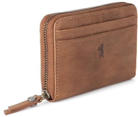Berliner Bags Vintage Geldbörse Elsa, Kleines Portemonnaie Damen, Geldbeutel aus Leder, mit TÜV-geprüftem RFID-Schutz, inkl. Geschenk-Box, für Damen - Braun