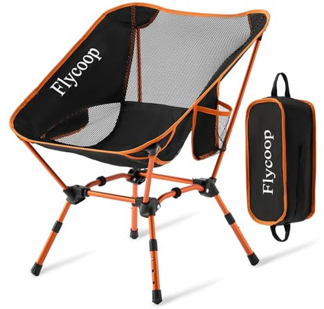 Flycoop Campingstuhl Faltbar Höhenverstellbar Camping Stuhl Tragbarer Campingstühle 180Kg Faltstuhl Ultraleichter Packmaß Kleiner Klappstuhl mit Tragetasche für Picknick, Outdoor, Wandern