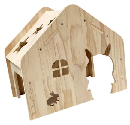 perfk Cabane de Jeu pour Petits Animaux, Petite Maison de château pour Animaux de Compagnie, en Bois pour Lapin, Rat, Hamster Nain, Cochon d'Inde, D