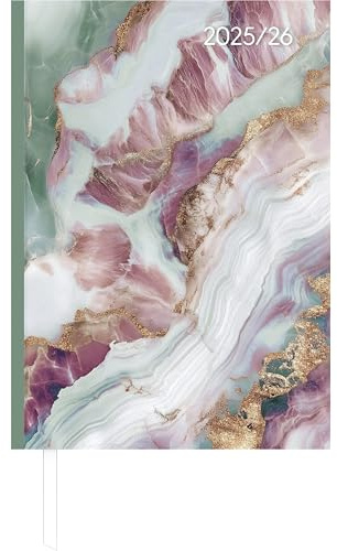 Alpha Edition - Campustimer Marble 2025/2026 – Semesterplaner A5 (ca. 14,8×21 cm) – Studenten- & Schülerkalender Weekly mit robustem Hardcover & Notizseiten – Marmor-Design