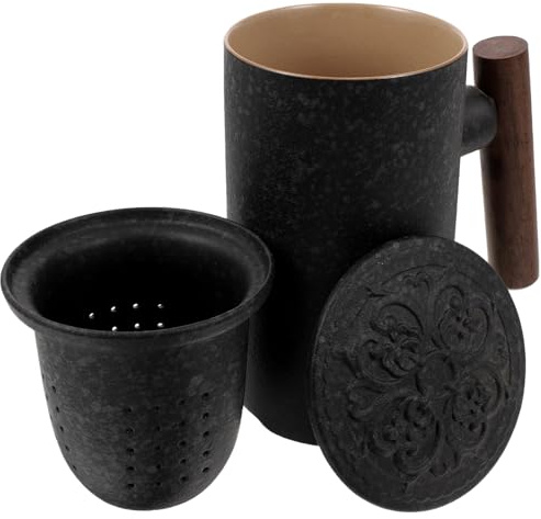 OFFSCH Tasse à Thé 300 Ml en Céramique avec Filtre et Couvercle Maison Bureau, pour Infusion Quotidienne Thé