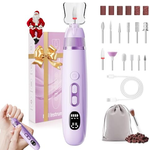 Jianyana 12 In 1 Elektrische NagelfräSer, 25000 U/Min FräSer NäGel PediküRe Set mit LED Licht, FußPflege Elektrisch NagelfräSer FüR GelnäGel FüR Semi Permanent Und AcrylnäGel, ManiküRe PediküRe