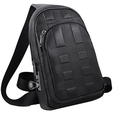 Hosma Herren Umhängetasche & Schultertasche mit sicherem Fingerabdruck-Schloss – Echtleder, USB-C Anschluss, diebstahlsicher & wasserfest
