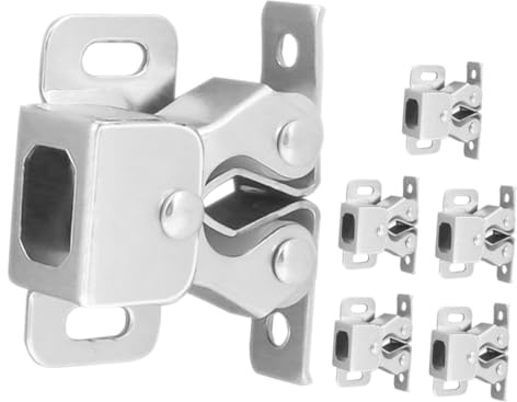 Tofficu Cierres y Pestillos De Bola Para Puertas De Armarios [] Cierre De Puerta Roldana Doble [metal Níquel] Para Muebles Interiores, 6 Piezas Para Armarios y Alacenas, Uso Doméstico Seguro