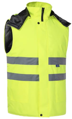 Oralidera herr Hi Viz kroppsvärmare arbetskläder quiltad väst säkerhetskläder varm väst arbete huva ärmlös vadderade jackor västar, gRÖN, M