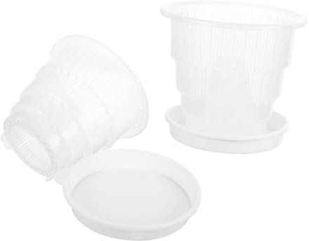 UPKOCH Maceta Transparente De Plástico para Orquídeas con Platillo y Orificio Macetas Transpirables con Ranuras para Plantas De Interior y Jardín Exterior