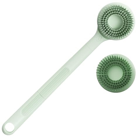 Spazzola per doccia elettrica – ricaricabile a doppia velocità, azione rotante a setole morbide, elimina delicatamente l'accumulo di pelle morta, manico ergonomico per la pulizia della schiena
