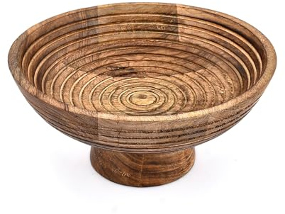 EDHAS Ensaladera grande hecha a mano para servir y decoración de mesa, cuencos de madera rústicos hechos a mano para entretenimiento (10 x 10 x 4.7 pulgadas)