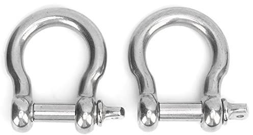 MNDPOAATY 2Pcs Bow Shackle D - Ring, Stainless Steel D - Shape Shackle for Outdoor Sports, Anti - Corrosion Chain Shackle with High Load Capacity for Camping Hiking Motorcycle (M18)