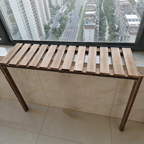 Fensterbank Verbreiterung Innen Hoher Pflanzenständer Holz Innenbereich, Bewegliche, Bohrfreie Fensterbankverlängerung, Anpassbare Fensterbankregale Pflanzen(60x20xH45cm(23.6x7.9x17.7))