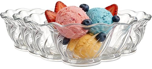 RosyFate Tasses à Dessert Transparent, 200ml Verrines Dessert Réutilisables, Coupe a Glace, Tasse Glace pour Desserts, Yaourt, Pudding, Fruits (B,6 pièces)