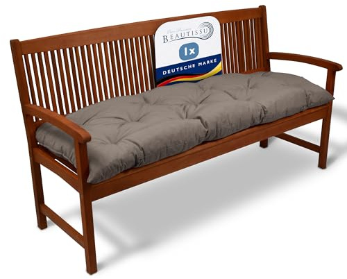 Beautissu Bankauflage Sitzkissen für Gartenbank & Hollywoodschaukel Flair | 100x50x10cm Taupe Polster Auflage Outdoor Bankpolster für Sitzbank Flair BK