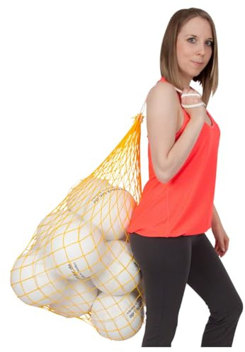 Sport-Tec Ballnetz Balltragenetz Balltasche für Bälle Fußbälle Handbälle, GELB