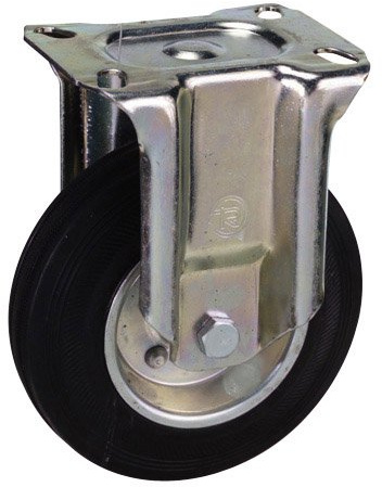 Rueda Industrial Goma Negra Fija 125 mm.