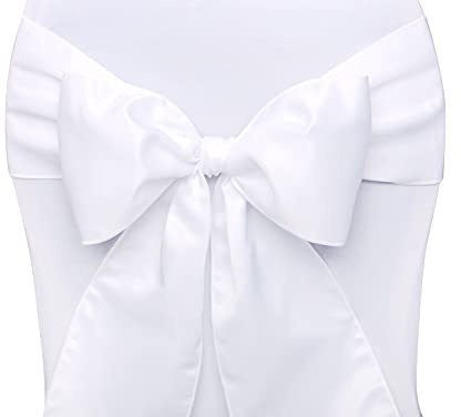 Satin Stuhlschleifen 15x275cm 10er Set Weiße Matte Stuhldekoration für Hochzeit Kirchendeko Garten /275 cm Satinschleife STUHLSCHLEIFE Schleife Farben Hochzeit