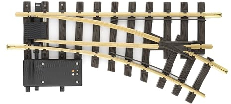LGB – Elektrische Weiche rechts R1 – 30° - 12050, Gleiserweiterung für Gartenbahn, Gleismaterial, Zubehör, Spur G, Maßstab 1:22,5