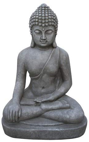 Figur Buddha sitzend Bhumisparsha-mudra - für Haus und Garten - Höhe 80 cm - grau