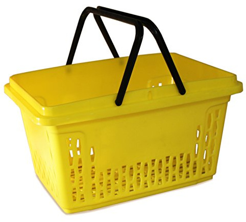 10 corbeilles de vente en plastique à 2 branches 40 litres polypropylène choix varié de couleurs (10, jaune)