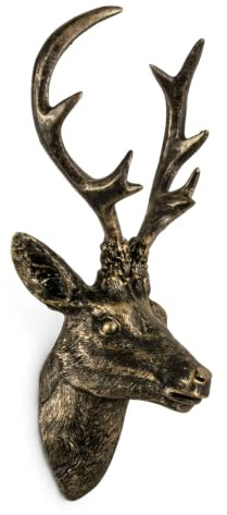 Spetebo Hjorthorn 10 ändar – väggdekoration i bronsoptik 30 x 15 cm – hjorthuvud skulptur jakt horn