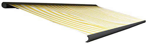 Mendler Elektrische Kassettenmarkise T122, Markise Vollkassette 4x3m - Polyester Gelb/Weiß, Rahmen anthrazit