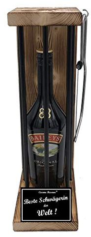 Weihnachten Geschenk für Schwägerin Geschenkidee Baileys Eiserne Reserve Black Edition incl. Notsäge Text s/w Beste Schwägerin der Welt Likör (1 x 0.7 l)