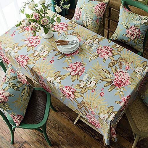 Tovaglia, Retrò Rosa Tovaglia Floreale Azzurro Versatile A Doppia Facciata Esterna Impermeabile Telone Di Copertura, Pulire Grande Tovaglia, Usato Per Il Tavolo Da Cucina A Buffet Desktop Decorazion