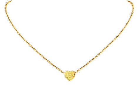 FindChic Mädchen Goldkette mit Buchstabe M Anhänger Freundschafts Namenskette für Mutter Paar Pärchen
