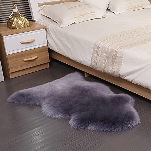 Altlue Echtes Lammfell Teppich Schaffell Echt Fellteppich Stuhlauflage Fell Deko Echtfell Sitzfell Stuhl Fell Für Stühle (70x100cm) (Color : Grey)