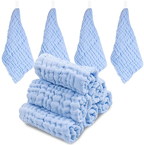 ABirdon 10 Pz Mussole Asciugamani Bambini, Cotone Organico Naturale Asciugamano Viso Neonato, 30cmx30cm Extra Morbidi Asciugamani da Bagno