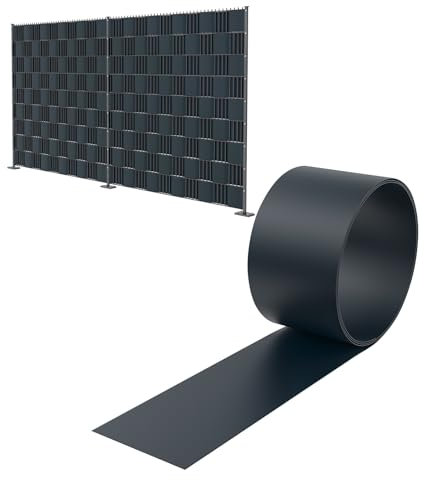HENGMEI 30 Stück Sichtschutzstreifen Hart PVC 19cm x 2.5m Sichtschutz Zaunfolie Blickdicht für Gartenzaun, Balkon, Anthrazit