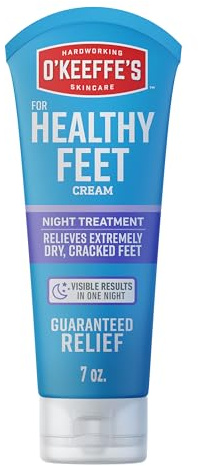 O'Keeffe's for Healthy Feet Night Treatment Foot Cream - 7 oz Tube (1 Pack) - Guaranteed Overnight Relief for Extremely Cracked, Dry Feet, Repairing Skincare, Instantly Boosts and Retains Moisture Levels