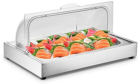 AIZYR Juego De Buffet De Platos Frotadores De Acero Inoxidable - Cubierta De Exhibición De Bandeja De Panadería De Plástico Transparente Sartén De Acero Inoxidable,Full Size Pan