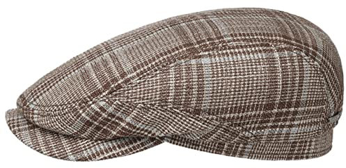 Stetson Wool Silk Check Flatcap Schirmmütze Kariertes Design Made in Germany Herren Ganzjährig braun 59 cm